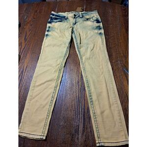 New Size 9/29 Request Jeans Yellow Blue Streetwear Denim Blue Jeans Pockets NWT